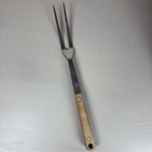 Vintage Maid of Honor Carving Fork Stainless  Brown Wood Handle 11.5 Inch